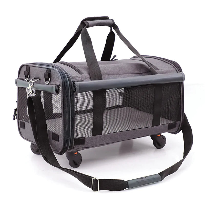 Folding Travel Cat Bag with Wheels