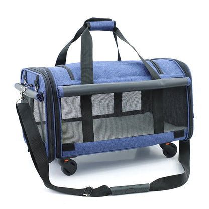 Folding Travel Cat Bag with Wheels